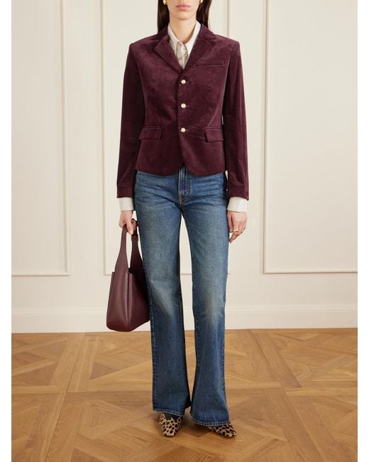 FRAME Purple City Darted Velvet Blazer