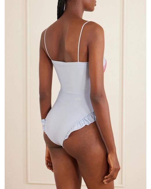 Agua Bendita White Montaña Bead-Embellished Stretch Recycled Swimsuit