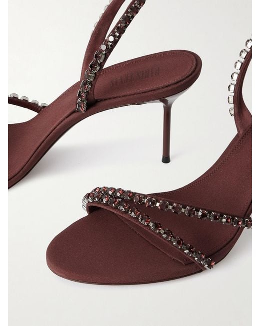 Paris Texas Red Lidia 70 Crystal-Embellished Crepe Slingback Sandals