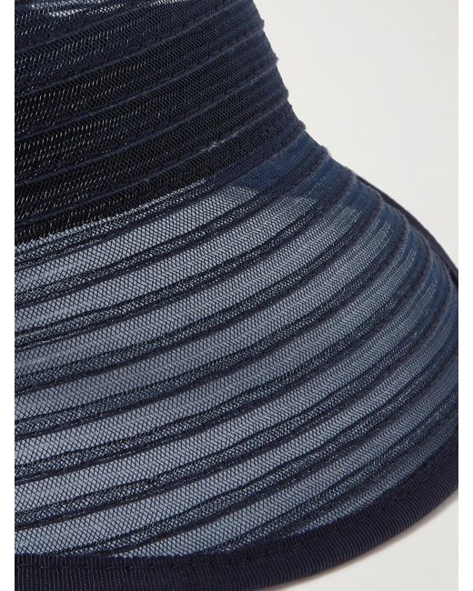 Eugenia Kim Blue Dottie Asymmetric Ribbed Mesh Bucket Hat