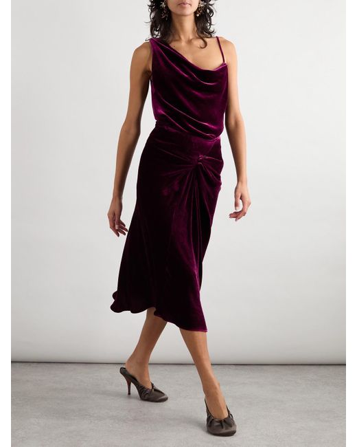 Dries Van Noten Black Asymmetric Draped Velvet Top