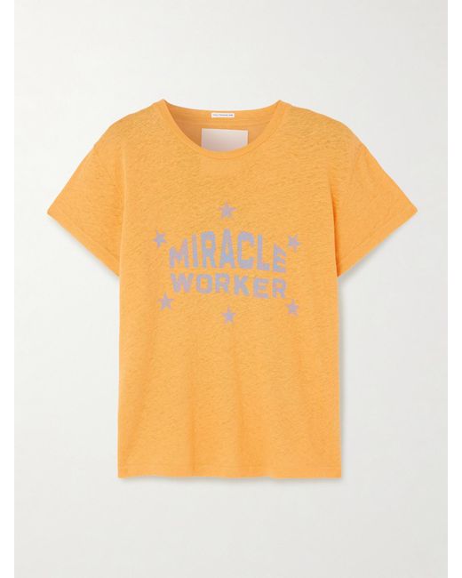 Mother Orange The Sinful Printed Cotton And Linen-Blend Jersey T-Shirt