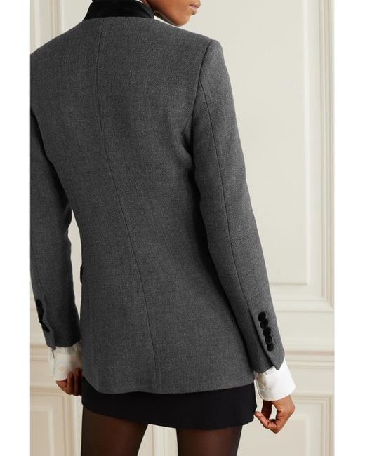 LIBEROWE Gray Net Sustain Raja Blazer Aus Woll-Tweed Mit Samtbesätzen