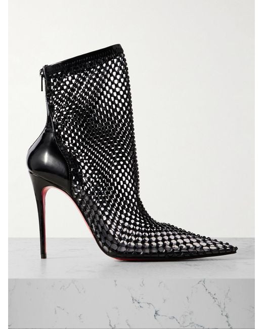 Christian Louboutin Black Kate Max Booty Mesh Ankle Boots 100