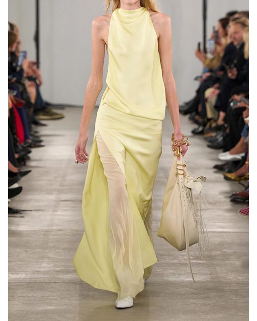 Sportmax White Draped Satin Maxi Dress