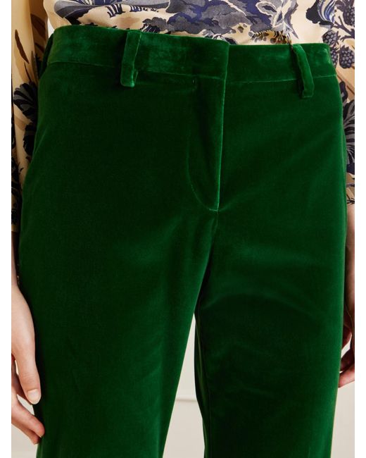 Etro Green Stretch-Cotton Velvet Flared Pants