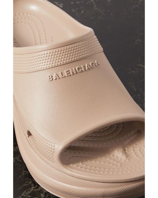 Balenciaga Natural Crocs Pool Perforated Rubber Slides