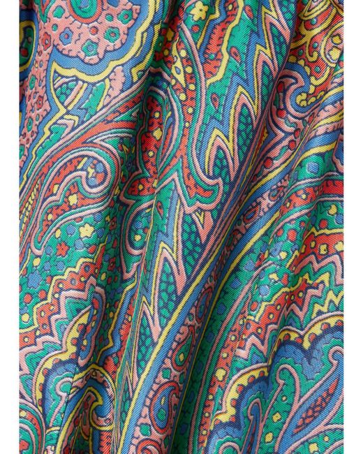 Etro Blue Paisley-Print Silk-Twill Shorts