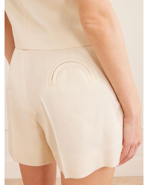 Blazé Milano Natural Danae Mid-Rise Pleated Canvas Shorts