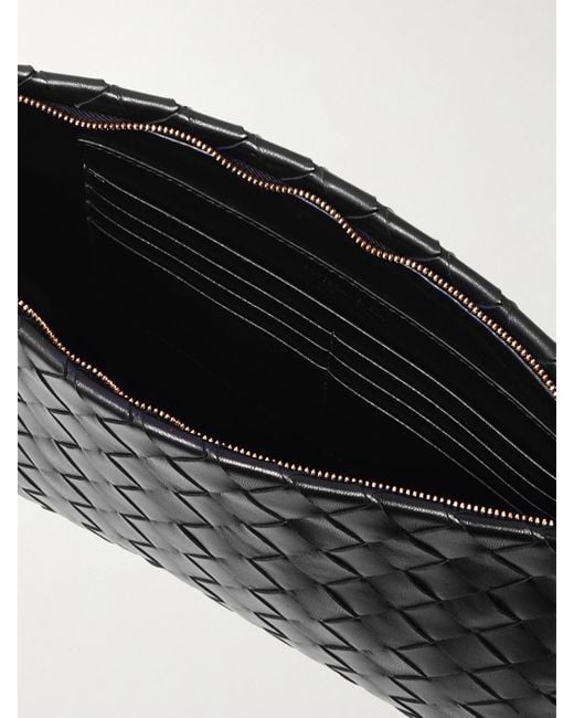 Bottega Veneta Black Medium Intrecciato Leather Pouch