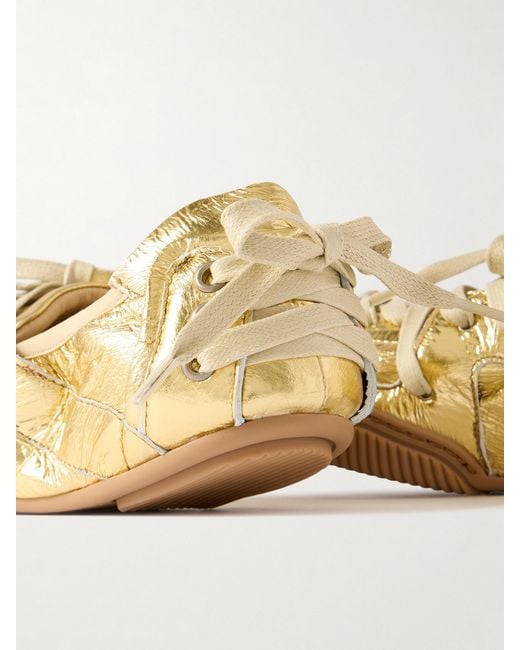Acne Natural Metallic Leather Sneakers