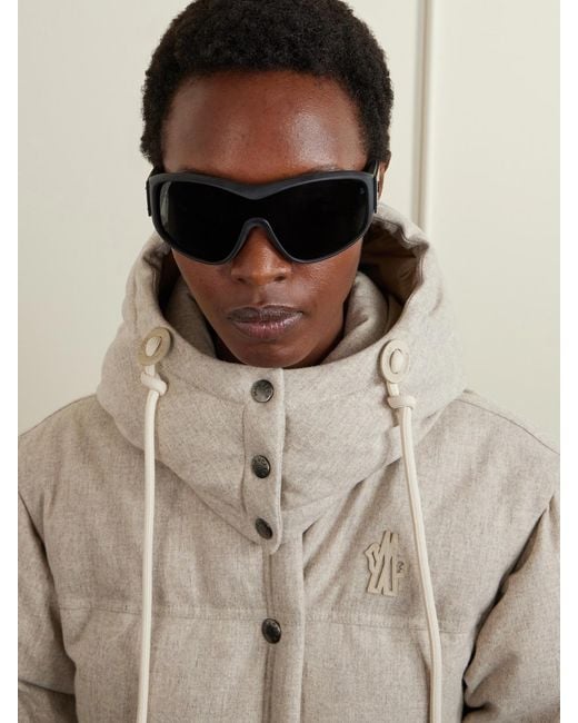 Moncler Black Thyra Oval-Frame Ski Sunglasses
