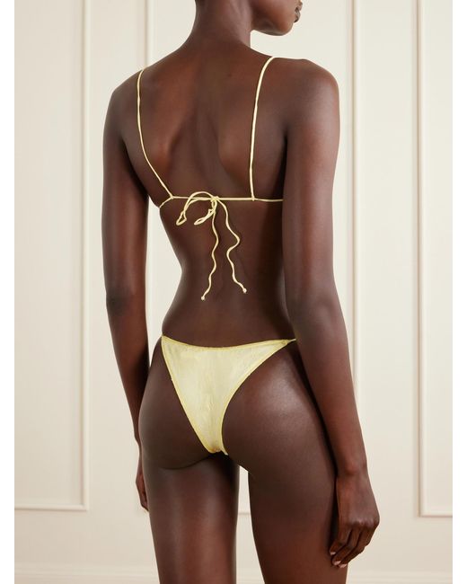 Oseree Natural Lurex-Trimmed Lace Bikini