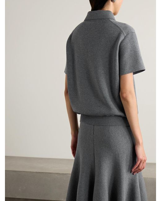 Khaite Gray Gulliame Wool-Blend Polo Top