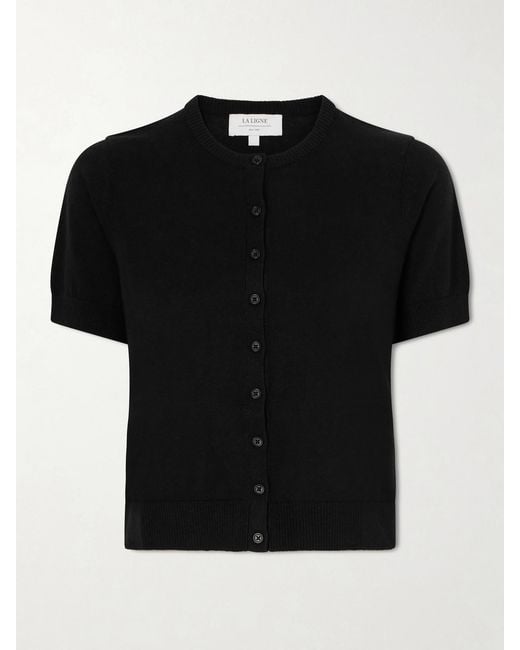 La Ligne Black Alex Cropped Knitted Cardigan