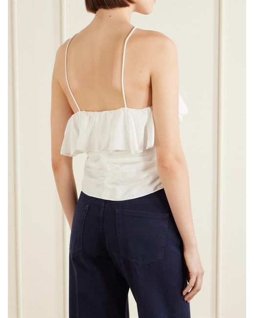 Isabel Marant White Djimia Ruffled Cotton-Blend Tank