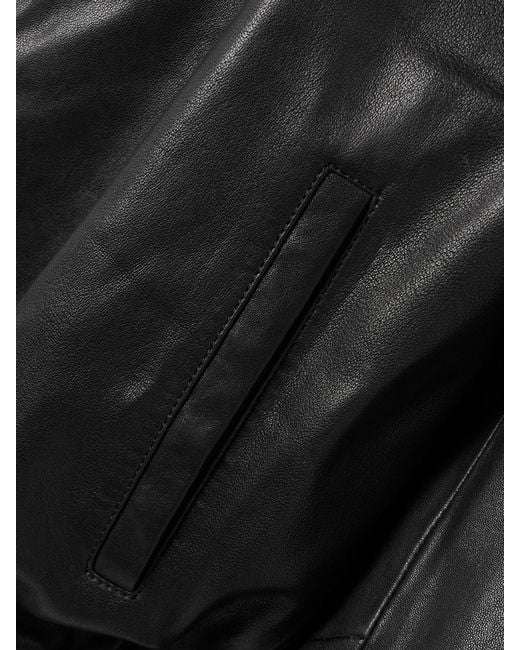 Nour Hammour Black Leo Hooded Paneled Leather Jacket