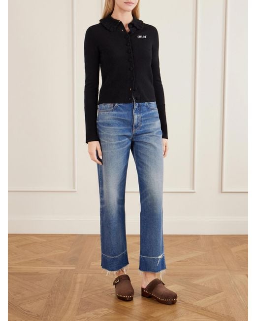 Chloé Brown Jeannette Embellished Suede Clogs