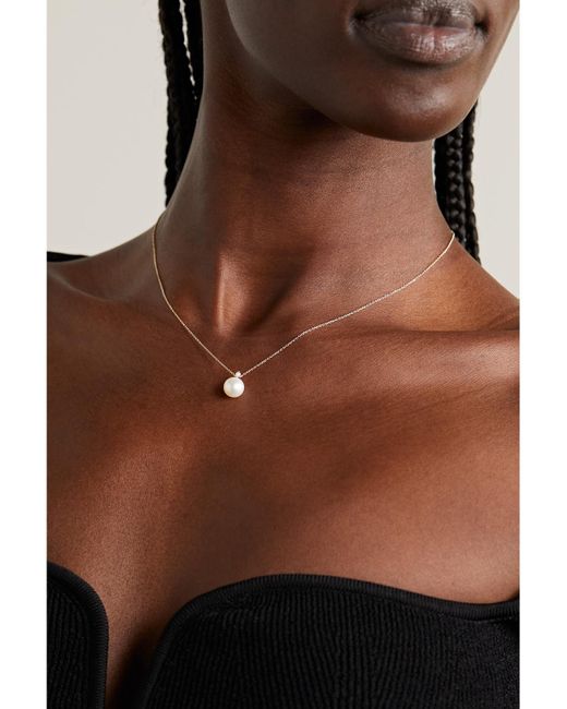 Mizuki Natural 14-Karat, Pearl And Diamond Necklace