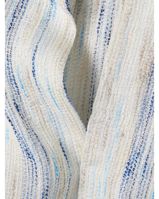 Lisa Marie Fernandez White Embellished Belted Striped Linen-Blend Gauze Hooded Coverup