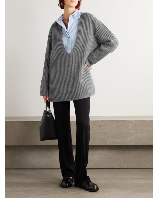 Leset Gray Emma Ribbed-Knit Sweater