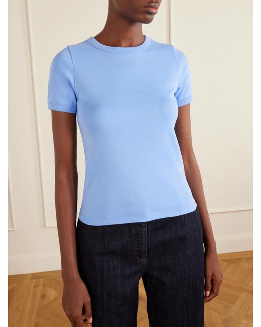 Flore Flore Blue Car Ribbed Organic Cotton-Jersey T-Shirt