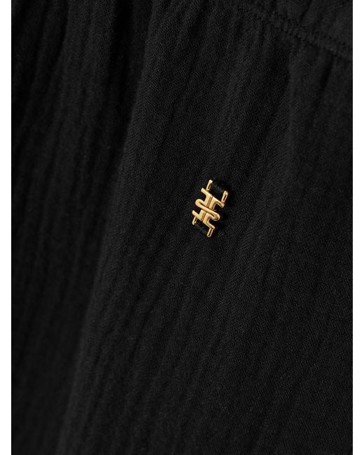 ÉTERNE Black Jude Embellished Cotton-Gauze Shorts