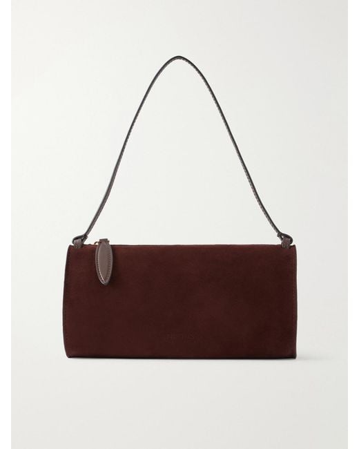 Neous Brown Gemini Leather-Trimmed Suede Shoulder Bag