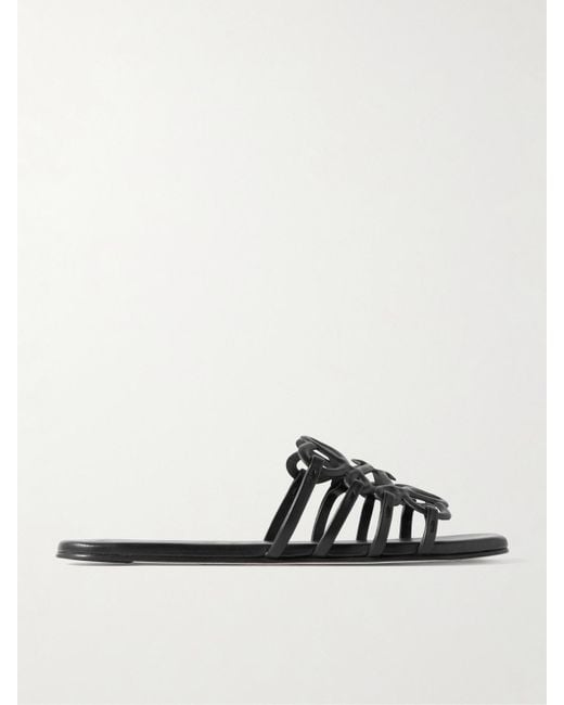 Loewe Black Petal Anagram Leather Sandal