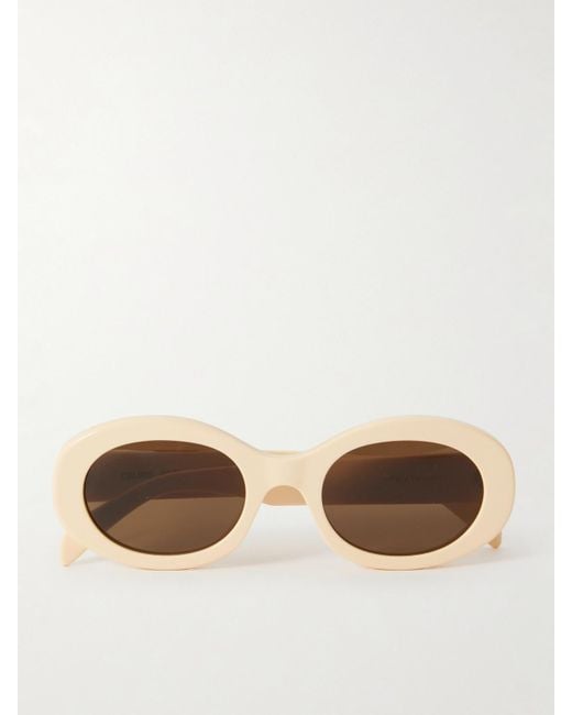 Céline Natural Triomphe Oval-Frame Acetate Sunglasses