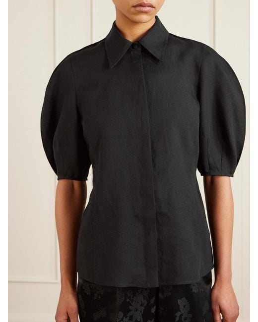 Gabriela Hearst Black Sansi Linen Shirt