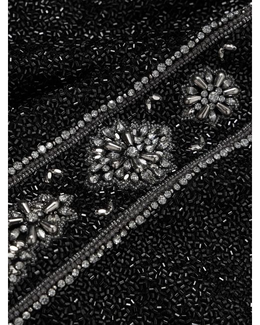 Clio Peppiatt Black Cyndi Cutout Embellished Mesh Halterneck Gown