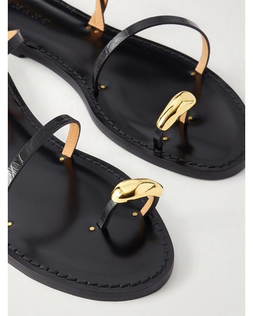 Amanu Black The Marrakech Embellished Leather Flats