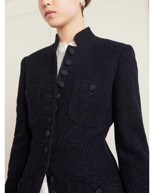 LIBEROWE Blue Imperial Wool-Blend Bouclé Coat
