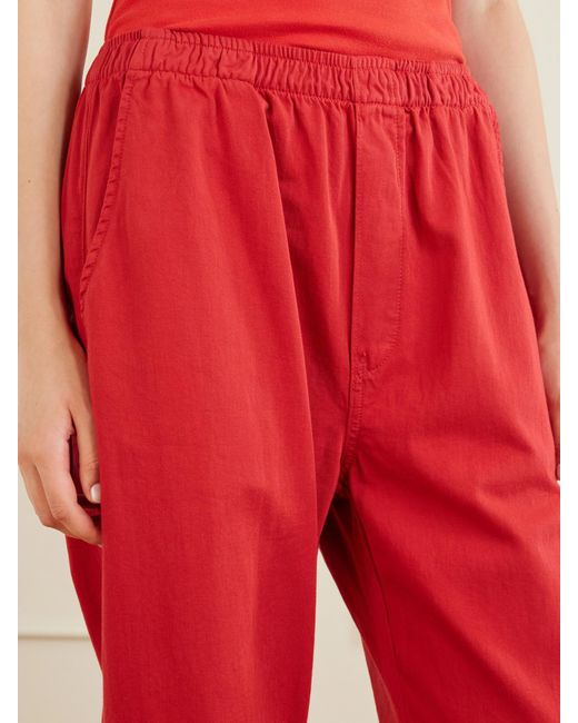 Jamie Haller Red Boxer Cotton Wide-Leg Pants