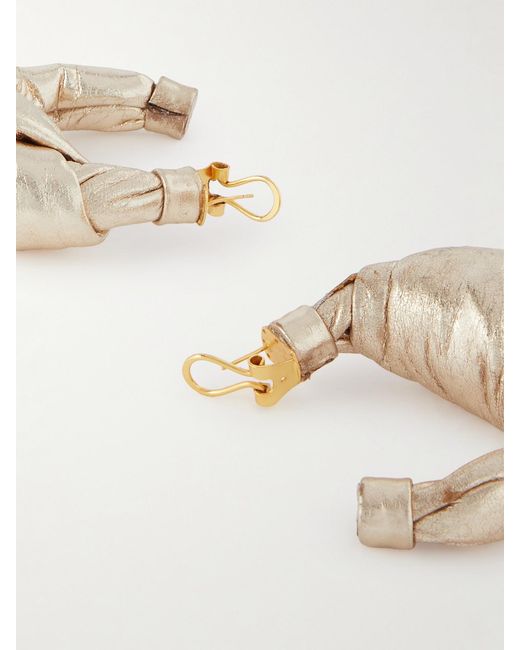 Johanna Ortiz Natural Net Sustain Metallic Leather Hoop Earrings