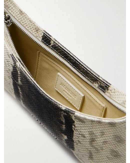 Jacquemus White Le Bisou Perle Embellished Snake-Effect Leather Shoulder Bag