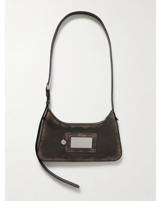 Acne White Platt Mini Schultertasche Aus Strukturiertem Leder Mit Verzierungen