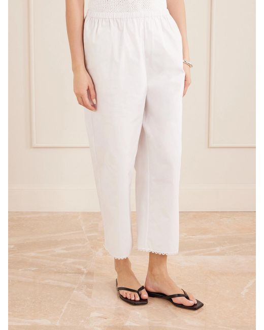 Rohe White Embroidered Cotton-Poplin Wide-Leg Pants