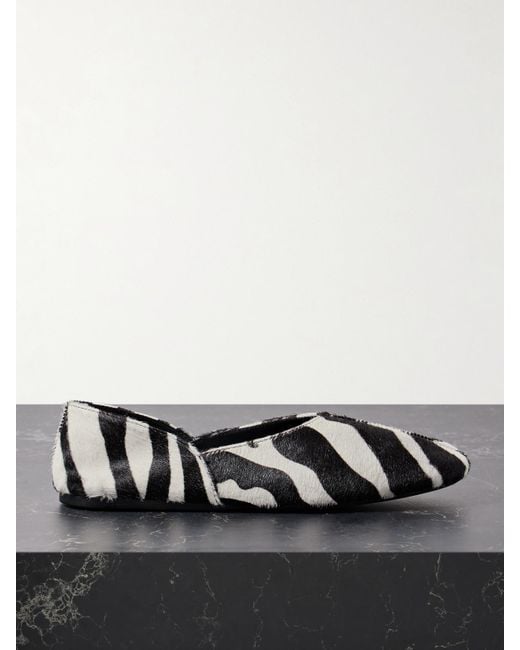 Khaite Black Jane Zebra-Print Calf Hair Flats