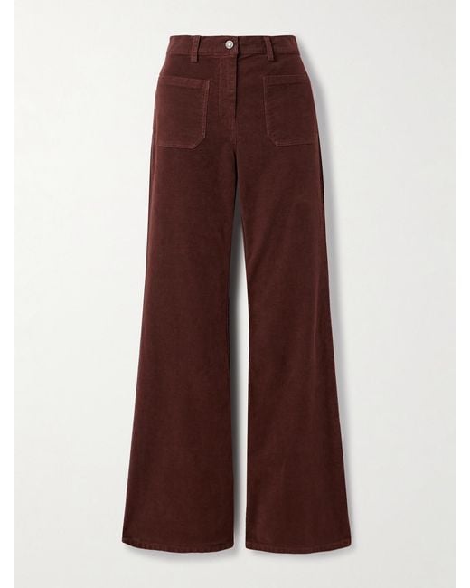 Nili Lotan Purple Florence Cotton-Twill Flared Pants