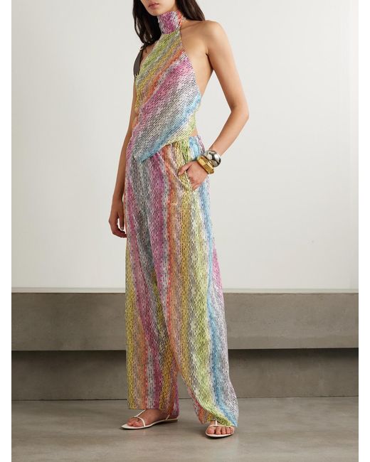Missoni White Mare Printed Cotton And Silk-Blend Halterneck Top