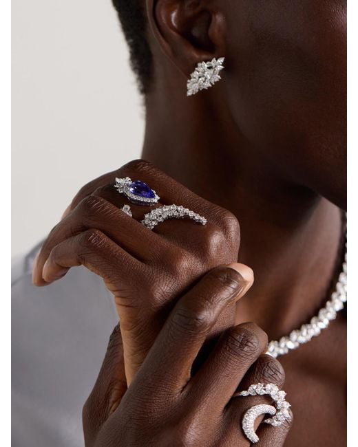 YEPREM Natural 18-Karat Tanzanite And Diamond Ring