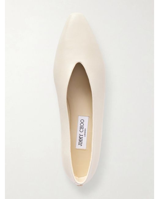 Jimmy Choo Natural Margot Leather Ballet Flats