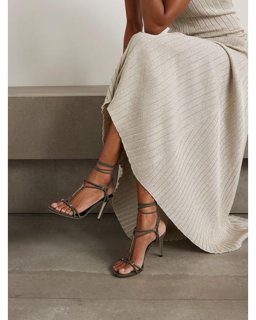 Tom Ford Multicolor Lily Embellished Braided Suede Sandals