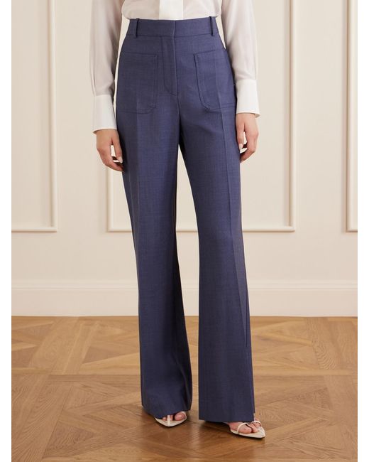 Victoria Beckham Blue Alina Woven Wide-Leg Pants