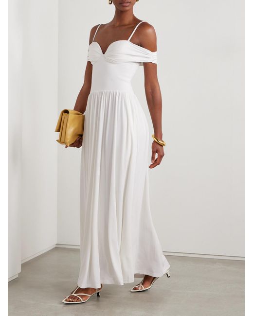 Jonathan Simkhai White Amarantha Cold-Shoulder Pleated Stretch-Jersey And Knit Gown