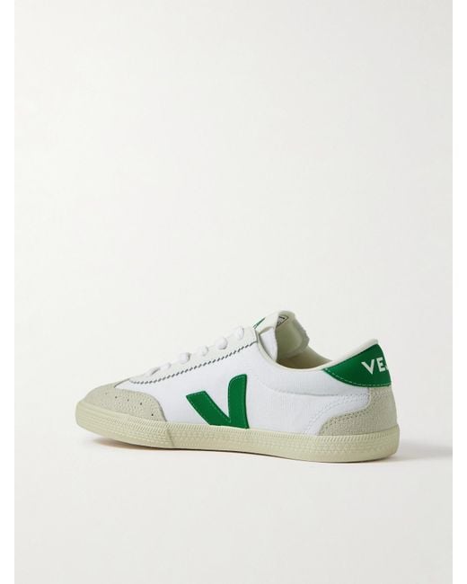 Veja Green Volley Sneakers Aus Canvas Mit Leder- Und Velourslederbesätzen