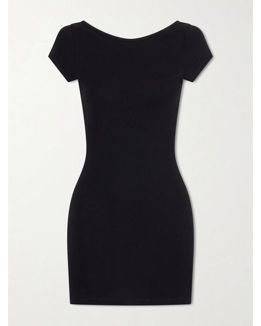 Matteau Black Open-Back Cotton-Jersey Mini Dress