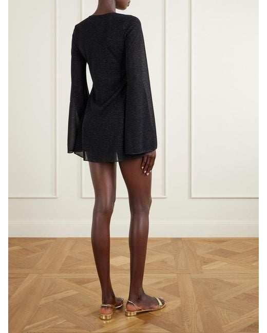 Oseree Black Lumiere Spiral Embellished Lurex Coverup